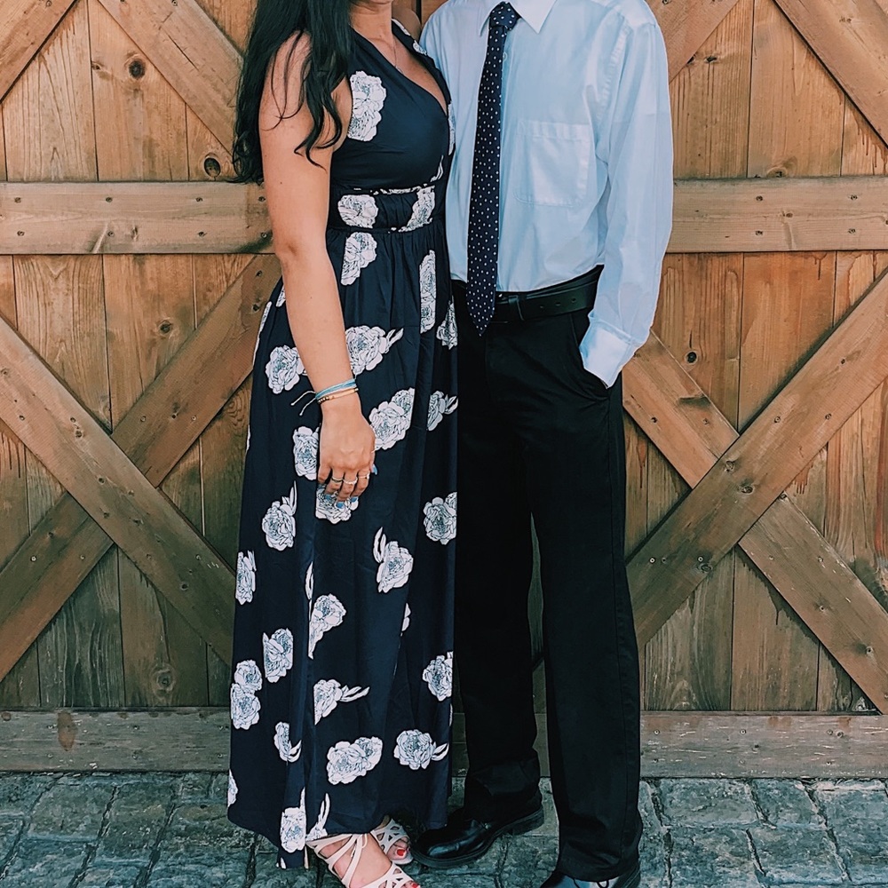 Navy floral blue dress